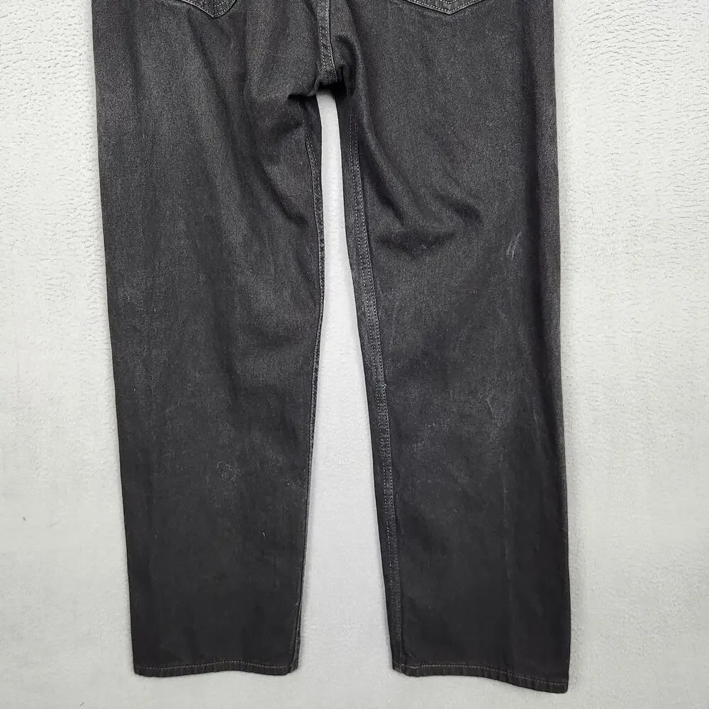 Levi's 505 Jeans Mens 38x30 Black Straight Leg Regular Fit Zip Fly Red Tab